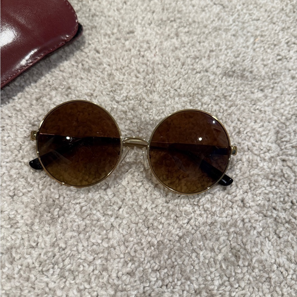 Michael Kors Cho MK5020 119313 Gold & Brown Round Sunglasses with Case - Picture 2 of 5